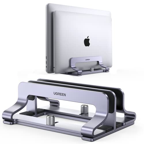UGREEN 60643 Universal Vertical Laptop Stand Adjustable Compatible with Laptops 0.47-1" Thick Space Gray