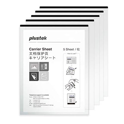 Plustek A4 Document Carrier Sheets Pack of 5