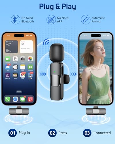 HONGJIEYUAN Lavalier Microphone K9 USB Type-C 2.4GHz 2 Channels Battery Powered