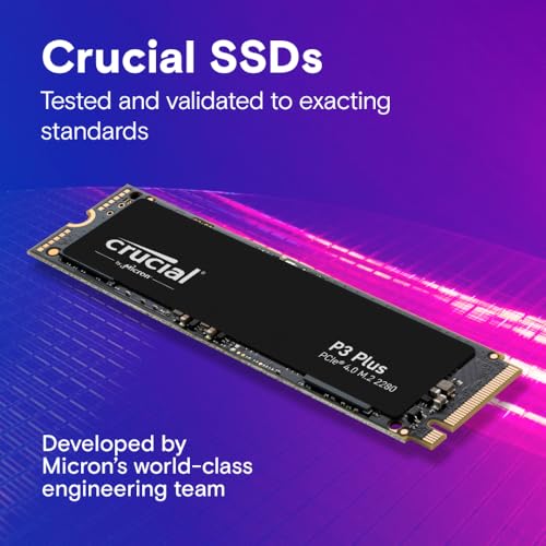 Crucial 1TB CT1000P3PSSD8 NVMe M.2 SSD, 5000MB/s Read Speed, 4200MB/s Write Speed, Solid State Drive, PCIe Gen4 Interface