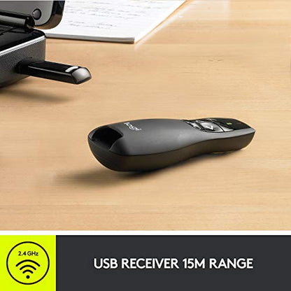 Logitech R400 Wireless Presenter 2.4GHz 50 Feet Red Laser Remote USB-A