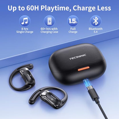 TECSONIC P-G2 Wireless Translation Earbuds, Bluetooth 5.4, 164 Language Support, 60H Battery Life, Environmental Noise Cancellation