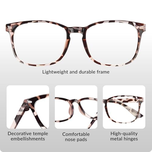 WINTOO 5 Count WTBL012 99% Blue Light Blocking Full Rim Square Glasses