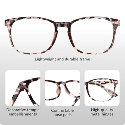 WINTOO 5 Count WTBL012 99% Blue Light Blocking Full Rim Square Glasses