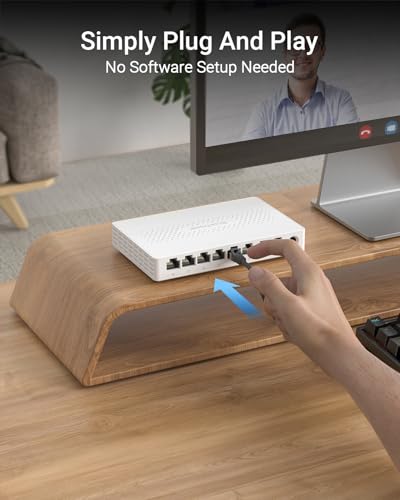 BrosTrend 8-Port 2.5G Ethernet Switch, Unmanaged Network Switch, 2.5 Gigabit, RJ45 Interface, 12 Watts Power, White