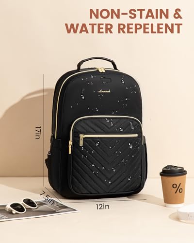 LOVEVOOK 15.6" Black Laptop Backpack - Classic Design - 4 Compartments - 16 Pockets - Water Resistant - Suitable for College/University
