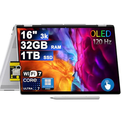 HP 16" 2880 x 1800 OLED Touchscreen Convertible Laptop 32GB DDR5 1TB SSD Intel Octa-Core Ultra 7 258V