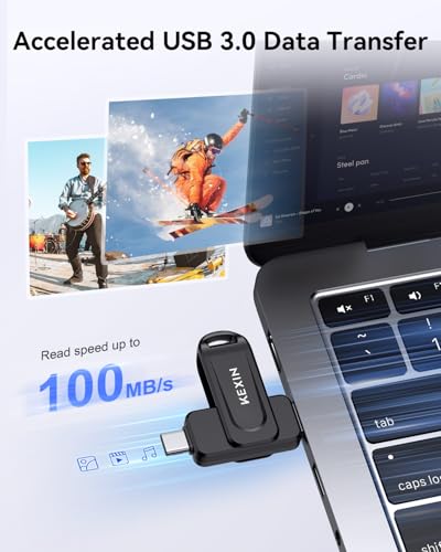 KEXIN 128GB USB Flash Drive Model U602 with USB 3.0 Dual Interface and 100MB/s Data Transfer Rate