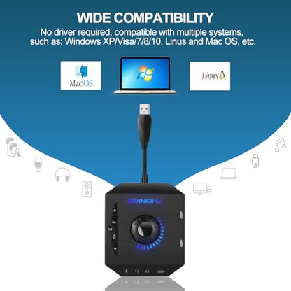 PHOINIKAS USB External Sound Card T10 2.0 Stereo 48 KHz for PC