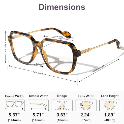 VISOONE Large ASA062BLB-D5 57mm Lens 16mm Bridge Full Rim Square Eyeglass Case