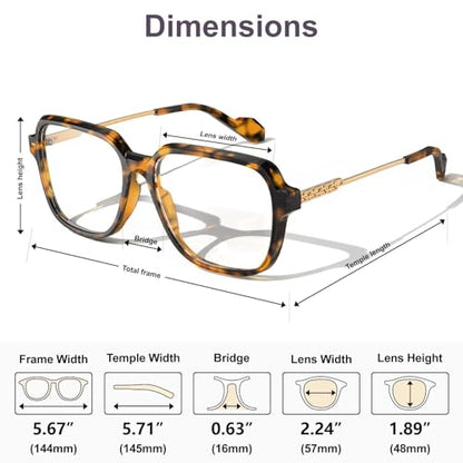 VISOONE Large ASA062BLB-D5 57mm Lens 16mm Bridge Full Rim Square Eyeglass Case
