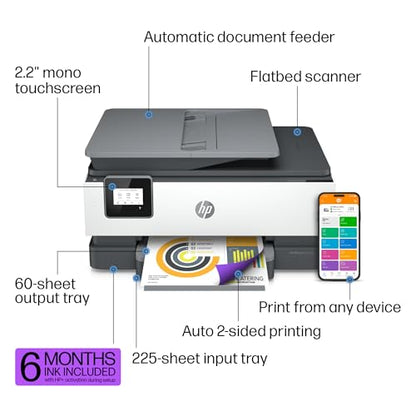 HP Inkjet Printer 8015e Automatic Duplex Color 1200x1200dpi Wireless All-in-One