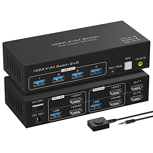 ATLAHET 12V KVM Switch 5.91 x 2.56 x 1.42 inches 2-way Control 1 Amps IP20 White