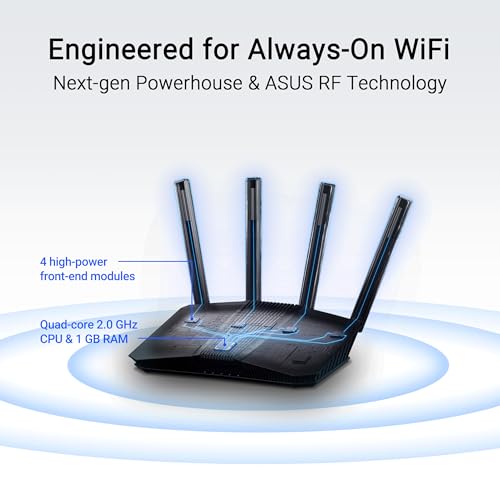 ASUS Dual-Band WiFi 7 Router RT-BE58U - 2882 Mbps Data Rate, 4 Antennas, VPN and Security Features