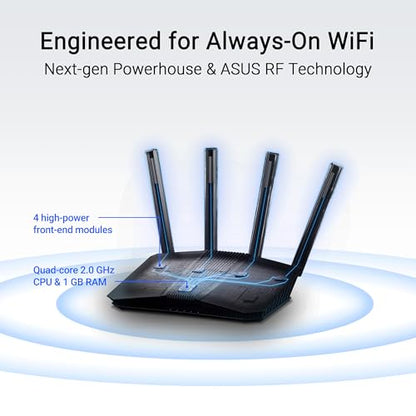 ASUS Dual-Band WiFi 7 Router RT-BE58U - 2882 Mbps Data Rate, 4 Antennas, VPN and Security Features