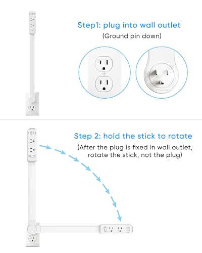 Olcorife 6-Outlets Power Strip with 4 USB Ports, Surge Protection, Extender Stick 22-34 inches