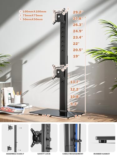 Hemudu 2-Count HT05B-002 Monitor Stand Adjustable Dual Monitor Riser