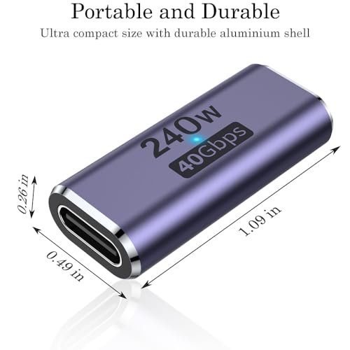 AuviPal 240W USB Type C Coupler 2-Port Adapter