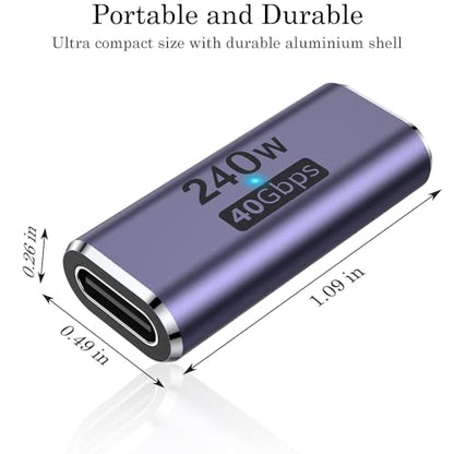 AuviPal 240W USB Type C Coupler 2-Port Adapter