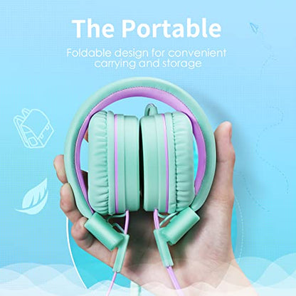 POWMEE P10 On-Ear Headphones 32 Ohms Active Noise Cancellation Wired Volume Control for Adults