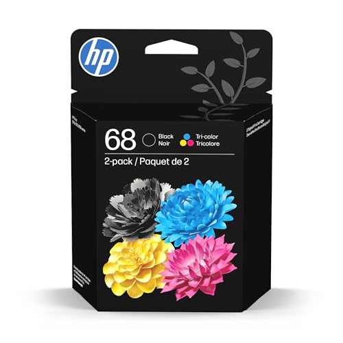 HP 68 Black/Tri-Color Ink Cartridges, Model 6L6S2TN, Compatible with Envy 6000 Series