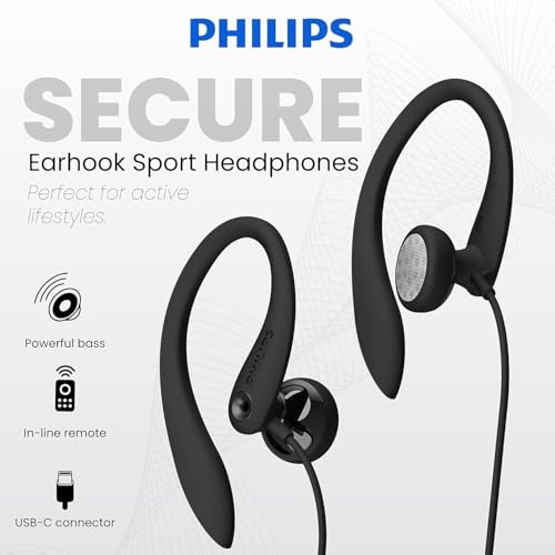Philips SHS33305 Wired Earbuds USB-C Plug 15mm Dynamic Driver 100dB Sensitivity On-Ear