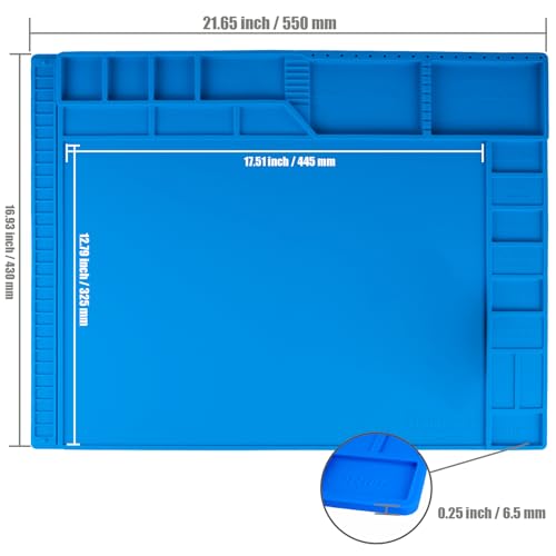 Kaisi 16.93" x 21.65" KS-330-BL 1-Channel LCD Heat Resistant Work Mat