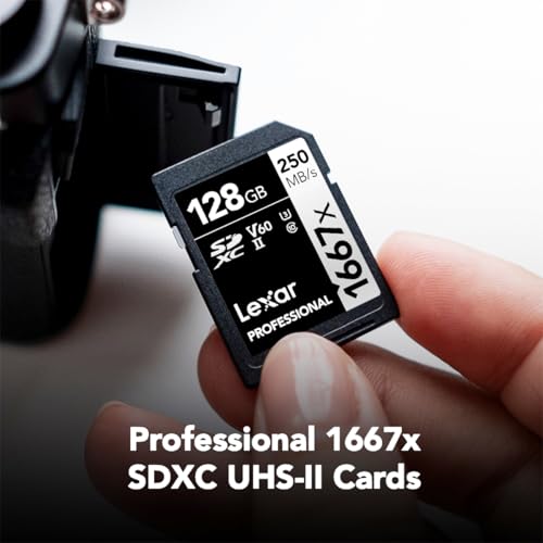 Lexar 128GB LSD128CBNA16672 SDXC Memory Card, UHS-II, Class 10, Up to 250 MB/s Read Speed