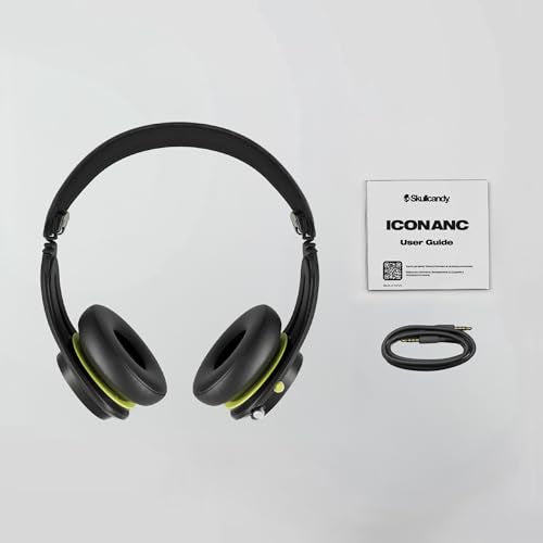 Skullcandy Icon ANC On-Ear Wireless Headphones, Bluetooth 5.0, 20Hz-20kHz Frequency Range, 32 Ohms Impedance, 97.5 dB Sensitivity, IPX4 Water Resistance