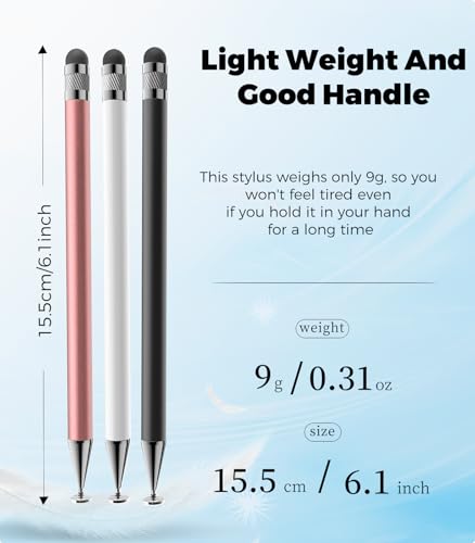 Kenkor 3 Count stylus YPB Black, Pink, White, Capacitive, Touch Screen Accessory