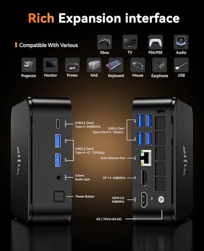 KAMRUI Mini PC E3B AMD Ryzen 5 7430U 16GB DDR4 512GB SSD Mini Computer Triple Display 4K