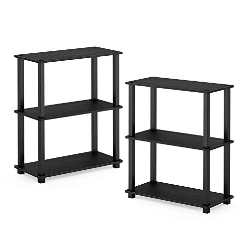 Furinno 3-Tier Multipurpose Shelf Set of 2 2-18025AM Floor Mount Black/Americano