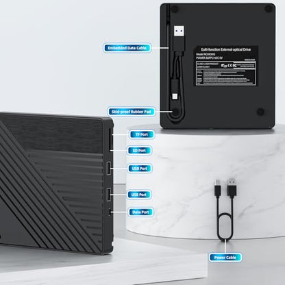 LLMHHKYK 5-in-1 External Blu-ray Drive BD051 USB 3.0 & Type-C Optical Drive