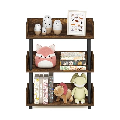 Furinno 3-Tier Display Rack Model 22193APBK Wall Mount Amber Pine
