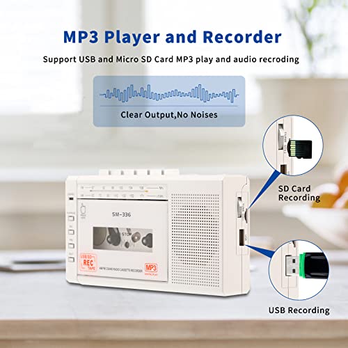 SEMIER 7.5 x 1.2 x 4 inches JKHG-JGKL-0108 Cassette Player Recorder AC Power, AA Battery, AM FM Radio