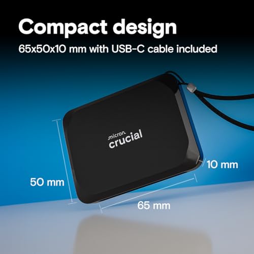 Crucial 2TB CT2000X9SSD902 Up to 1050 MB/s USB-C External SSD