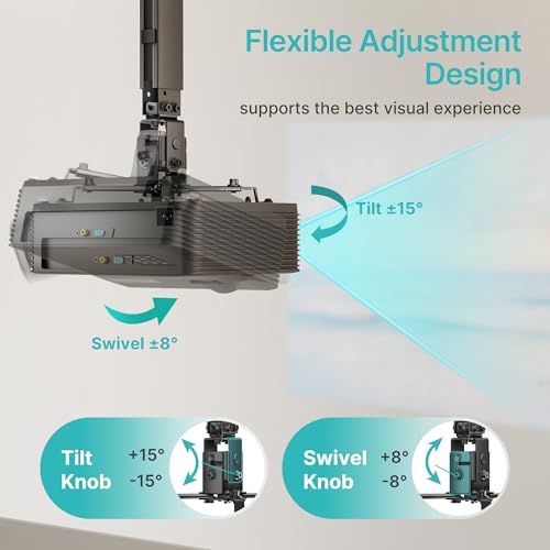 PEGZONE Wall Mount Projector Bracket 55470376-acec-4470-87f0-1673950968d1 Adjustable Bracket 44 lbs Black