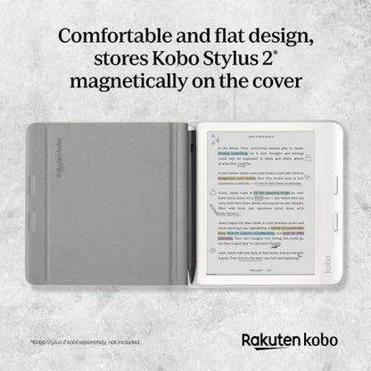 Kobo 7 Inch Libra Colour N428-AC-BK-N-PU Case with User Manual, Slim Fit, Recycled Material, Floral/Transportation Theme, Black
