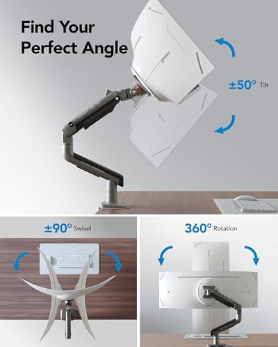 HUANUO 17-49 Inches HNSS48B Tabletop Mount Black Alloy Steel Monitor Arm 50 Degree Tilt Swivel Rotation