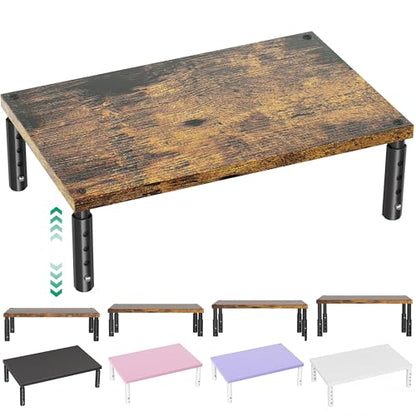 OPNICE Computer Monitor Stand Multi-Level Height Adjustable 44 Pounds Capacity Brown Wood Finish