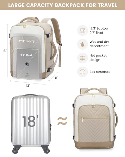 LOVEVOOK 40L 22148 Adult Water Resistant Travel Laptop Backpack with Adjustable Straps and Multiple Compartments