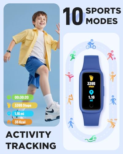 BIGGERFIVE 0.95 Inches KR05 Optical & Accelerometer Fitness Tracker, 240 Hours Lithium-Ion Battery, Blue