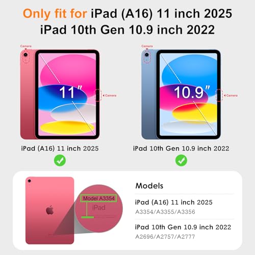 DTTO Case Navy Blue for iPad 10.9" 10th Gen 2022 & 11" 11th Gen 2025 - Model Numbers: A2757/A3354/A3355/A3356 - Faux Leather