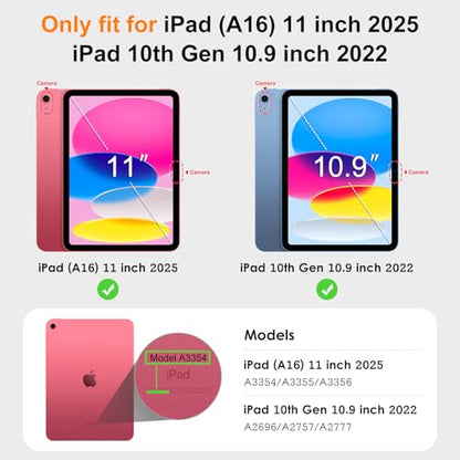 DTTO Case Navy Blue for iPad 10.9" 10th Gen 2022 & 11" 11th Gen 2025 - Model Numbers: A2757/A3354/A3355/A3356 - Faux Leather