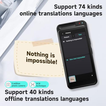 CAWRUGA 5.75 x 3.39 x 1.65 inches B0GZHQN24R 150+ Language Translation Device Voice/Text/Photo Translation Portable