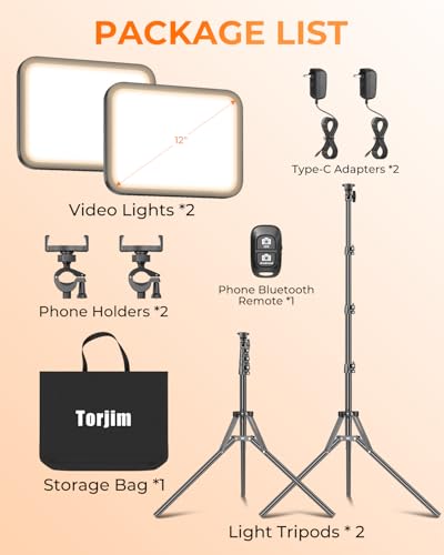 Torjim 12in LED Video Light Kit ABC01 1080p Continuous Output Lighting