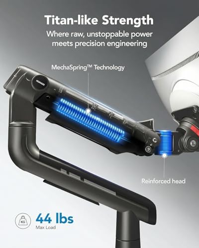 HUANUO 17-49 Inches HNSS48B Tabletop Mount Black Alloy Steel Monitor Arm 50 Degree Tilt Swivel Rotation