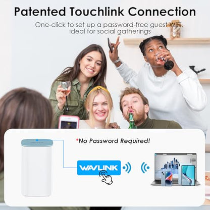 WAVLINK AX3000 WN551X1 Dual-Band WiFi 6 Router 3.0 Gbps Max Data Transfer Rate 4800 Sq Ft Coverage Internal Antenna