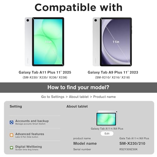 ProCase 11 Inches Tempered Glass Screen Protector for Galaxy Tab A9 Plus 2023 / A11 Plus 2025, 9H Scratch Resistance