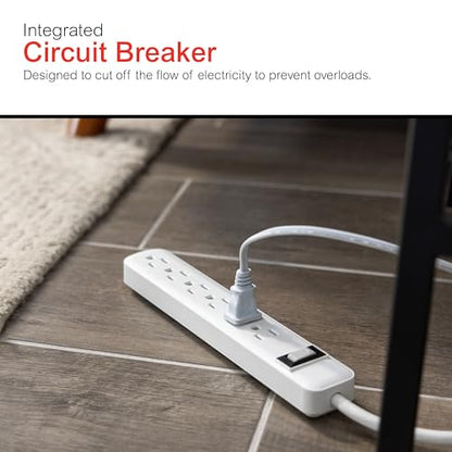 GE 6-Outlet Surge Protector Power Strip, 450 Joules, 125 Volts, 15 Amps, Model 33656